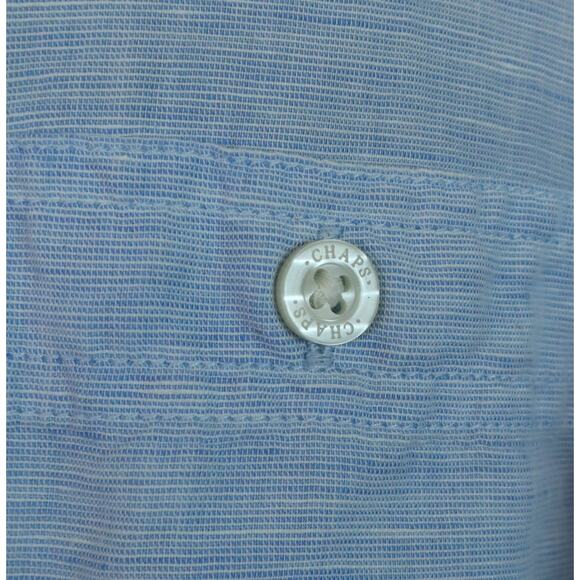 CHAPS Ralph Lauren LINEN Cotton Button Down Collar Shirt Mens Light Blue Large - Picture 3 of 6
